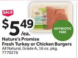 Stop&Shop Nature's Promise Fresh Turkey or Chicken Burgers offer