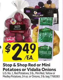 Stop&Shop Stop & Shop Red or Mini Potatoes or Vidalia Onions offer