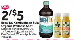 Stop&Shop Brew Dr. Kombucha or Suja Organic Wellness Shot offer