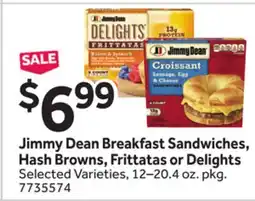 Stop&Shop Jimmy Dean Breakfast Sandwiches, Hash Browns, Frittatas or Delights offer