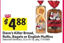 Stop&Shop Dave's Killer Bread, Rolls, Bagels or English Muffins offer