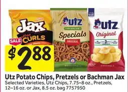 Stop&Shop Utz Potato Chips, Pretzels or Bachman Jax offer