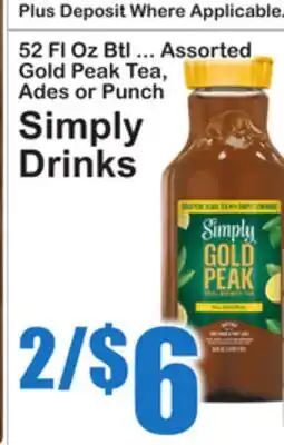 SuperFresh 52 Fl Oz Btl ... Assorted Gold Peak Tea, Ades or Punch offer