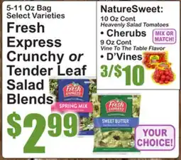 SuperFresh Fresh Express Crunchy or Tender Leaf Salad Blends offer