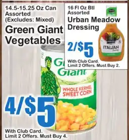 SuperFresh Green Giant Vegetables, Urban Meadow Dressing offer