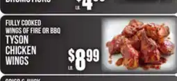 SuperFresh FULLY COOKED WINGS OF FIRE OR BBQ TYSON CHICKEN WINGS offer