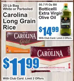 SuperFresh Carolina Long Grain Rice, Botticelli Extra Virgin Olive Oil offer