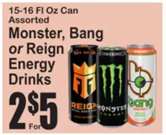 SuperFresh Monster, Bang or Reign Energy Drinks offer