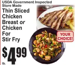 SuperFresh USDA Government Inspected Store Made Thin Sliced Chicken Breast or Chicken For Stir Fry offer