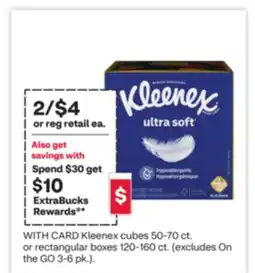 CVS Kleenex cubes 50-70 ct. or rectangular boxes 120-160 ct offer