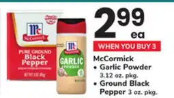 ACME McCormick Garlic Powder 3.12 oz. pkg., Ground Black Pepper 3 oz. pkg offer