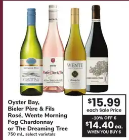 ACME Oyster Bay, Bieler Père & Fils Rosé, Wente Morning Fog Chardonnay or The Dreaming Tree offer