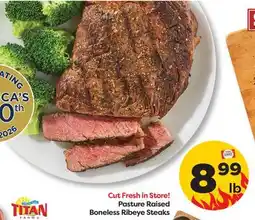 Weis Markets Titan Farms Pasture Raised Boneless Ribeye Steaks offer