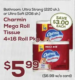 DeCicco & Sons Charmin Mega Roll Tissue 4=16 Roll Pkg offer