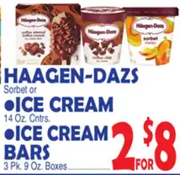 Bravo Supermarkets HAAGEN-DAZS Sorbet or Ice Cream, 14 Oz. Containers, Ice Cream Bars, 3 Pk. 9 Oz. Boxes offer