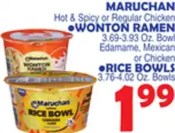 Bravo Supermarkets MARUCHAN Hot & Spicy or Regular Chicken WONTON RAMEN • RICE BOWLS offer