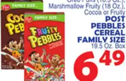 Bravo Supermarkets POST PEBBLES CEREAL FAMILY SIZE offer