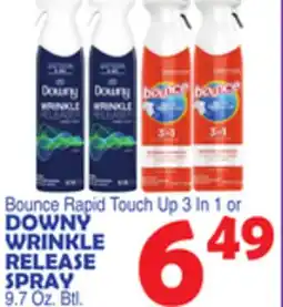 Bravo Supermarkets Bounce Rapid Touch Up 3 In 1 or DOWNY WRINKLE RELEASE SPRAY offer