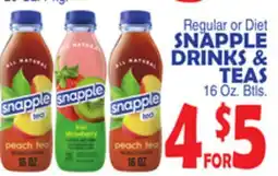 Bravo Supermarkets SNAPPLE DRINKS & TEAS offer