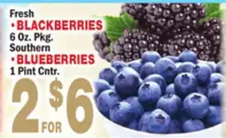 Bravo Supermarkets Fresh BLACKBERRIES, 6 Oz. Pkg. Southern BLUEBERRIES, 1 Pint Cntr offer