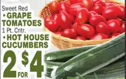 Bravo Supermarkets Sweet Red GRAPE TOMATOES • HOT HOUSE CUCUMBERS offer