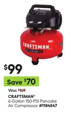 Lowe's 6-Gallon 150-PSI Pancake Air Compressor offer