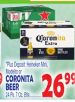 Bravo Supermarkets Plus Deposit: Heineken Mini, Modelito or CORONITA BEER offer
