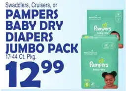 Bravo Supermarkets Swaddlers, Cruisers, or PAMPERS BABY DRY DIAPERS JUMBO PACK offer