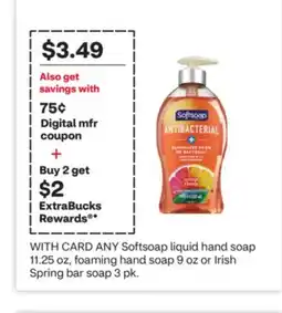 CVS ANY Softsoap liquid hand soap 11.25 oz, foaming hand soap 9 oz or Irish Spring bar soap 3 pk offer