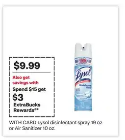 CVS Lysol disinfectant spray 19 oz or Air Sanitizer 10 oz offer