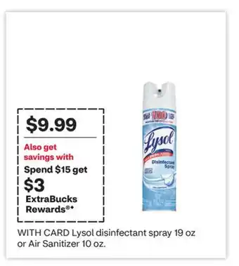 CVS Lysol disinfectant spray 19 oz or Air Sanitizer 10 oz offer