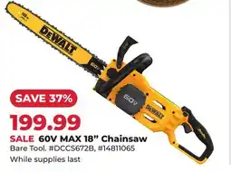Runnings Dewalt 60V MAX 18 Chainsaw offer