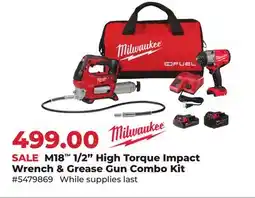 Runnings Milwaukee M18 1/2 High Torque Impact Wrench & Grease Gun Combo Kit offer