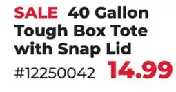 Runnings 40 Gallon Tough Box Tote with Snap Lid offer