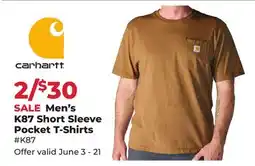 Runnings Carhartt Men's K87 Short Sleeve Pocket T-Shirts offer