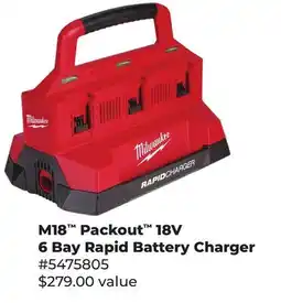 Runnings Milwaukee M18 Packout 18V 6 Bay Rapid Battery Charger offer