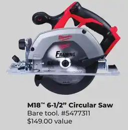Runnings Milwaukee M18 6-1/2 Circular Saw offer