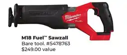 Runnings MILWAUKEE M18 Fuel Sawzall offer