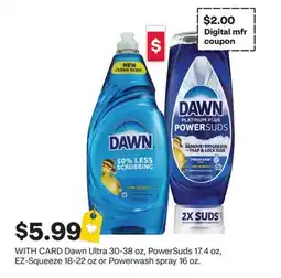 CVS Dawn Ultra 30-38 oz, PowerSuds 17.4 oz, EZ-Squeeze 18-22 oz or Powerwash spray 16 oz offer