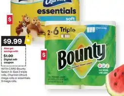 CVS Bounty Select-A-Size 2 triple rolls, Charmin Ultra 6 mega rolls or essentials 9 mega rolls offer