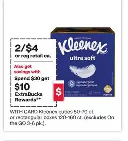 CVS Kleenex cubes 50-70 ct. or rectangular boxes 120-160 ct offer