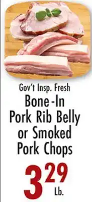 Garden Fresh Market Gov't Insp. Fresh Bone-In Pork Rib Belly or Smoked Pork Chops offer