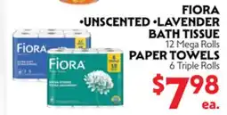 La Chiquita Food Market FIORA UNSCENTED • LAVENDER BATH TISSUE 12 Mega Rolls PAPER TOWELS 6 Triple Rolls offer