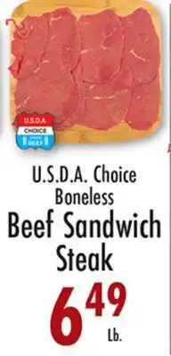Garden Fresh Market U.S.D.A. Choice Boneless Beef Sandwich Steak offer
