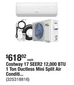 The Home Depot Costway 17 SEER2 12,000 BTU 1 Ton Ductless Mini Split Air Conditioner with Heat Pump 208/230V offer