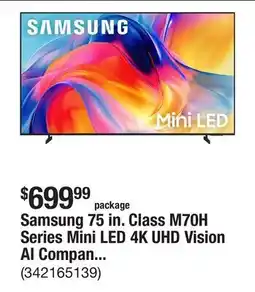 The Home Depot Samsung 75 in. Class M70H Series Mini LED 4K UHD Vision AI Companion Smart Tizen TV 60 Hz (2026) offer