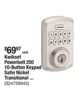 The Home Depot Kwikset Powerbolt 250 10-Button Keypad Satin Nickel Transitional Electronic Deadbolt Door Lock offer