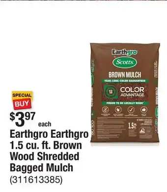 The Home Depot Earthgro Earthgro 1.5 cu. ft. Brown Wood Shredded Bagged Mulch offer