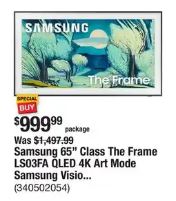 The Home Depot Samsung 65 Class The Frame LS03FA QLED 4K Art Mode Samsung Vision AI Smart TV (2025) offer