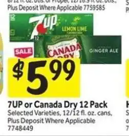 Stop&Shop 7UP or Canada Dry 12 Pack offer